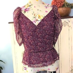 American eagle Elegant Purple Floral Women's Top‎